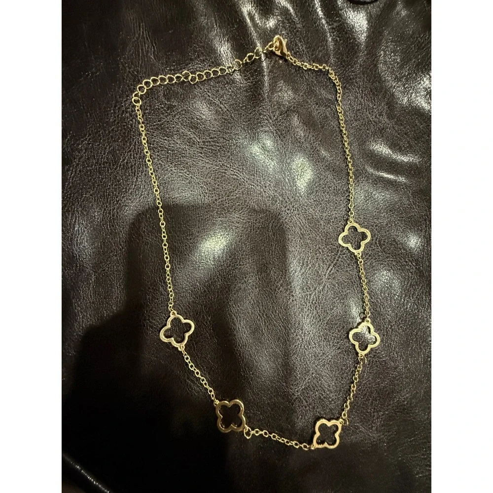 Gold Tone Clover Charm Necklace Dainty‎ Layering Fashion Jewelry 21